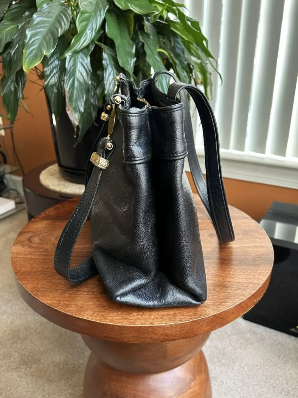 VERSACE Starburst Leather Tote, Black
